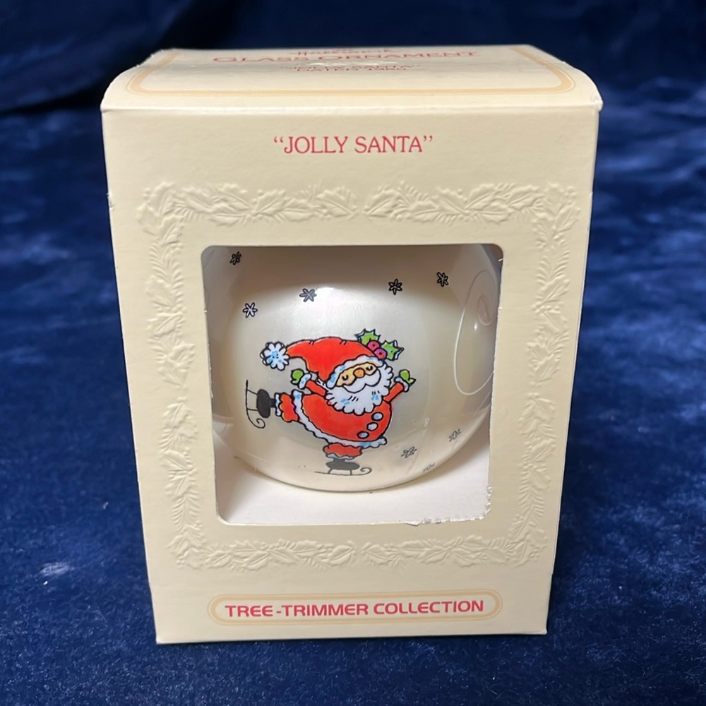 Hallmark Jolly Santa Glass Ornament